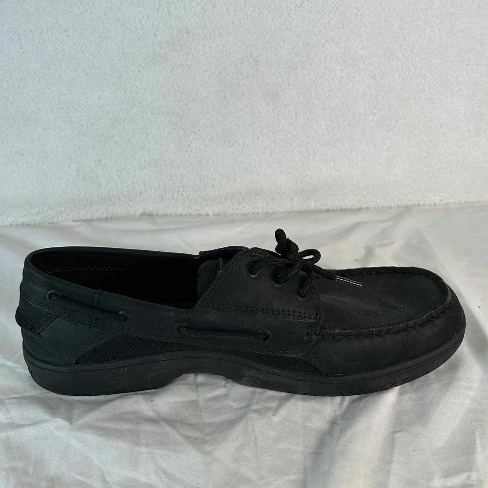 Sperry Mens Size 13 Boat Shoes Leather Lace Up Casual‎ Comfort Loafers Black